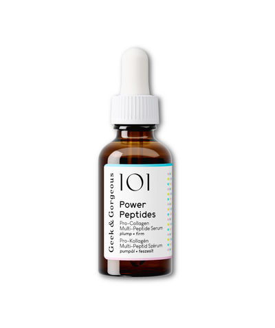 Bottle of Geek & Gorgeous Power Peptides serum 